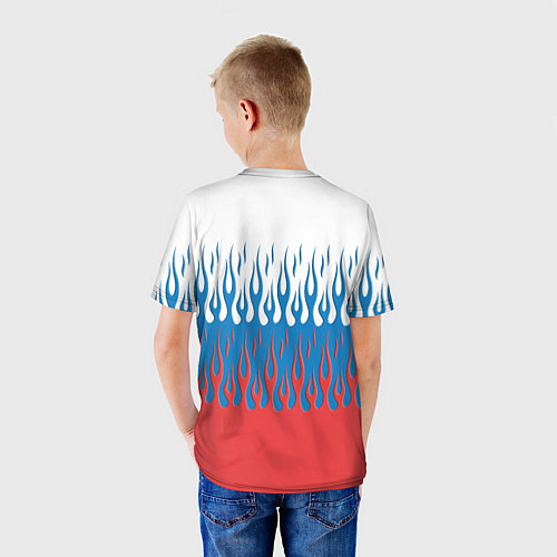 Детская футболка Флаг России пламя / 3D-принт – фото 4