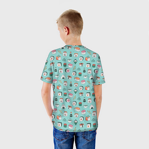 Детская футболка Кавайные суши и роллы с глазами / 3D-принт – фото 4