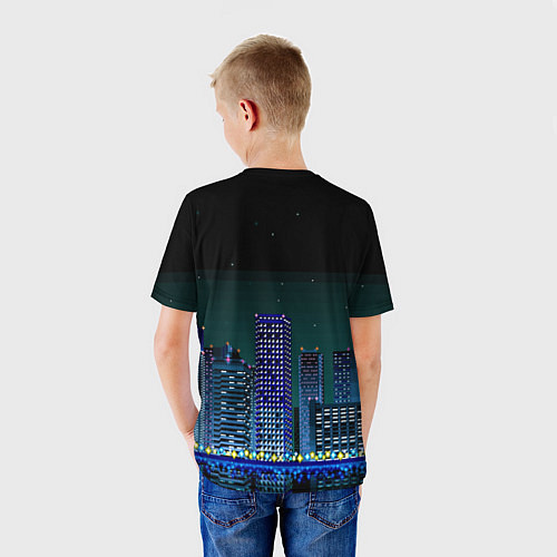 Детская футболка Пиксельный ретро город / 3D-принт – фото 4