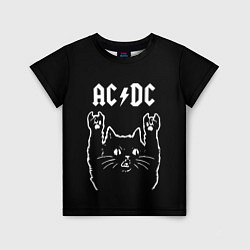 Футболка детская AC DC, Рок кот, цвет: 3D-принт