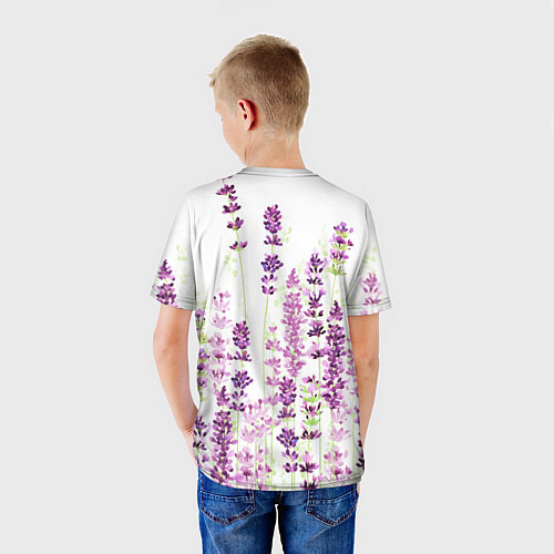 Детская футболка Цветы Лаванды акварелью / 3D-принт – фото 4
