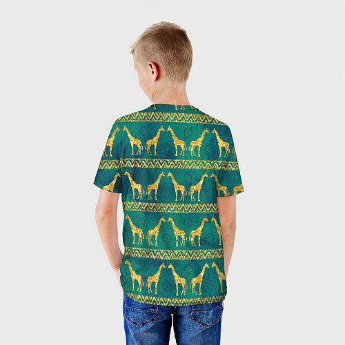 Детская футболка Золотые жирафы паттерн / 3D-принт – фото 4