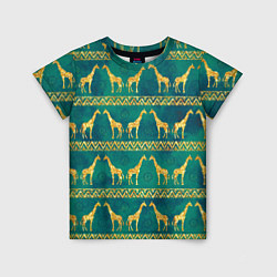 Детская футболка Золотые жирафы паттерн