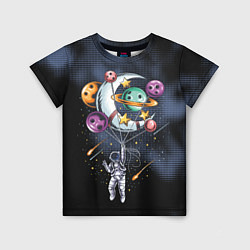 Детская футболка Космонавт на шарах из планет