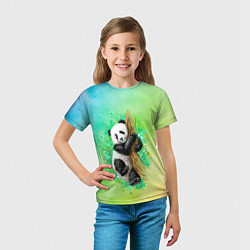 Футболка детская ПАНДА PANDA ЦВЕТНЫЕ КРАСКИ, цвет: 3D-принт — фото 2