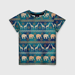 Детская футболка Жирафы и слоны