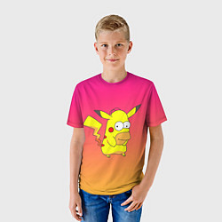 Футболка детская Гомер Симпсон Пикачу, цвет: 3D-принт — фото 2