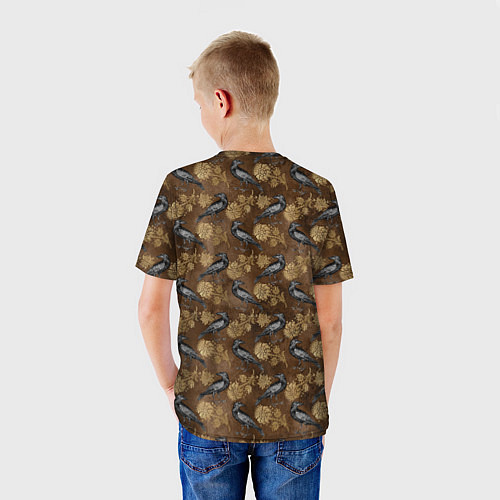 Детская футболка Черный ворон паттерн / 3D-принт – фото 4