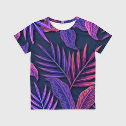 Футболка детская Neon Tropical plants pattern, цвет: 3D-принт