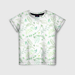 Детская футболка Хаос из зелёных веток и листьев