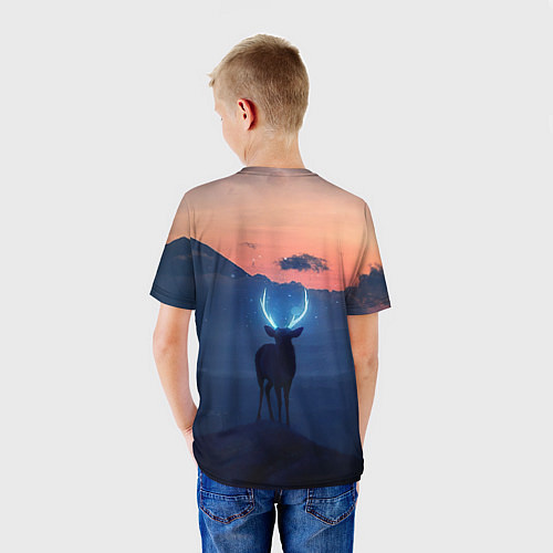 Детская футболка Олень с неоновыми рогами / 3D-принт – фото 4