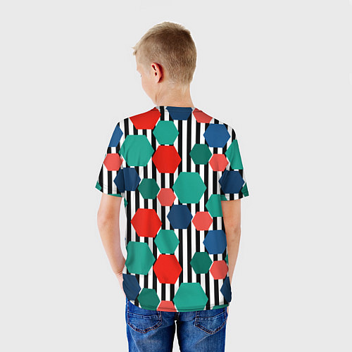 Детская футболка Геометрический разноцветный узор / 3D-принт – фото 4