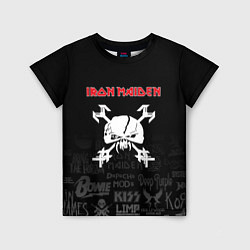 Детская футболка Iron Maiden логотипы рок групп