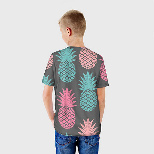 Детская футболка Большие неоновые ананасы / 3D-принт – фото 4