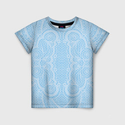 Детская футболка Вязаный светлый узор, абстракция Нежный голубой цв