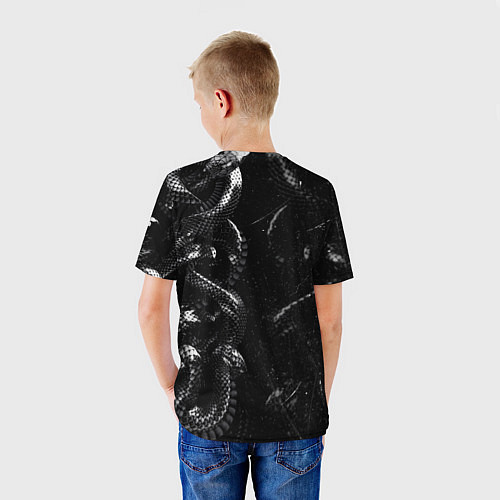 Детская футболка Змеиный Паттерн Snake Black / 3D-принт – фото 4