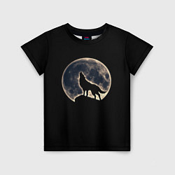 Детская футболка Силуэт волка под луной