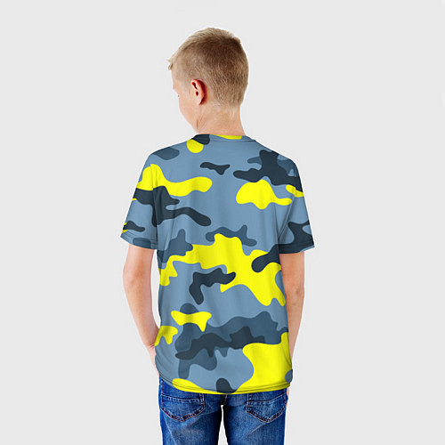 Детская футболка Brawl Stars Камуфляж Жёлто-Голубой / 3D-принт – фото 4