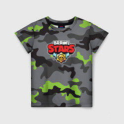 Детская футболка Brawl Stars Камуфляж Серо-Чёрный