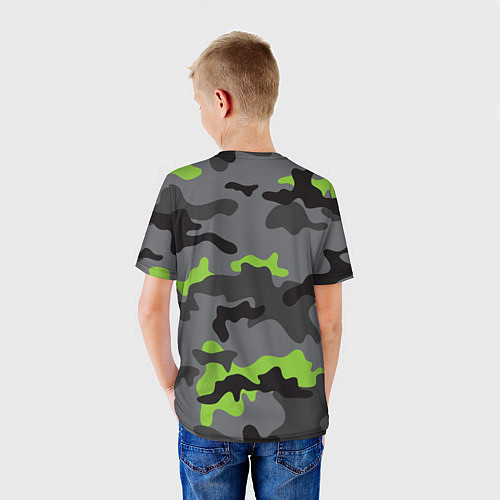 Детская футболка Brawl Stars Камуфляж Серо-Чёрный Череп / 3D-принт – фото 4
