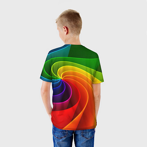 Детская футболка Спираль Модный узор 2023 Неон / 3D-принт – фото 4