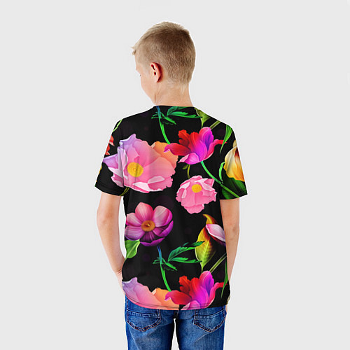 Детская футболка Цветочный узор Floral pattern / 3D-принт – фото 4