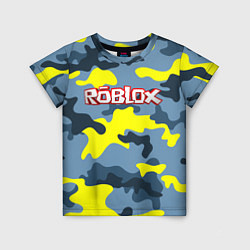 Детская футболка Roblox Камуфляж Жёлто-Голубой