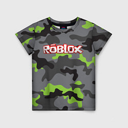 Детская футболка Roblox Камуфляж Серо-Чёрный