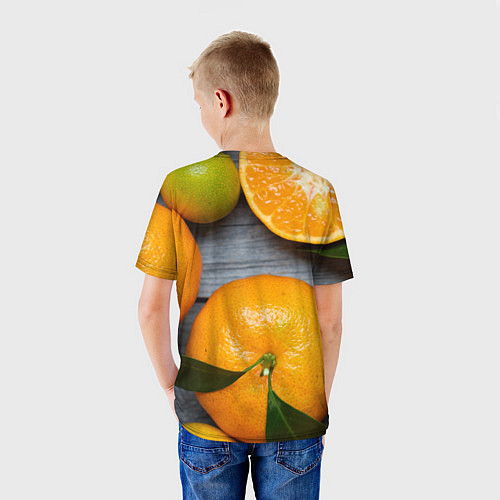 Детская футболка Мандаринки на деревянном столе / 3D-принт – фото 4