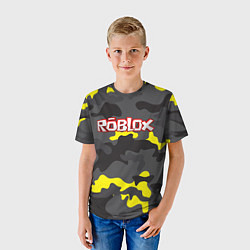 Футболка детская Roblox Камуфляж Жёлто-Серый, цвет: 3D-принт — фото 2