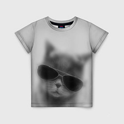 Детская футболка Крутой кот в очках в тумане