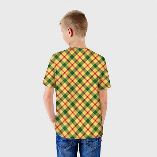Детская футболка Желто-зеленая Клетка / 3D-принт – фото 4