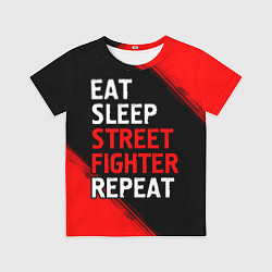 Футболка детская Eat Sleep Street Fighter Repeat Краска, цвет: 3D-принт