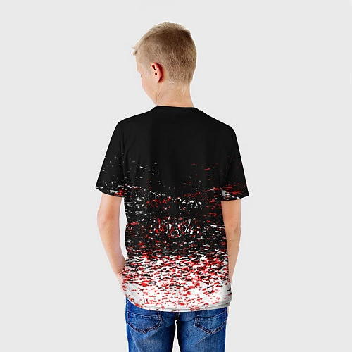 Детская футболка Gears tactics белые красные брызги / 3D-принт – фото 4