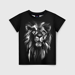 Детская футболка Голова льва в черно-белом изображении