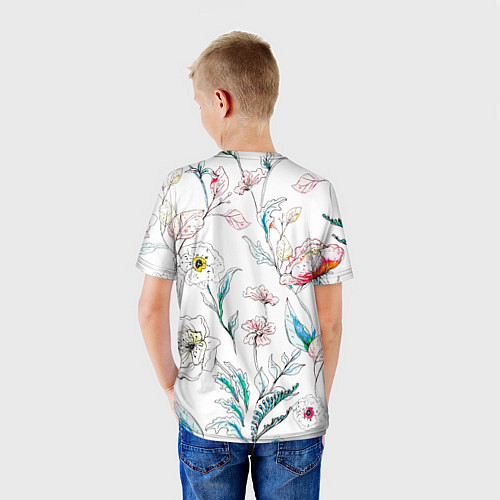 Детская футболка Цветы Нарисованные / 3D-принт – фото 4