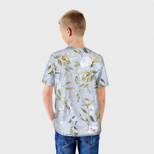 Детская футболка Цветы Золотые Листья / 3D-принт – фото 4