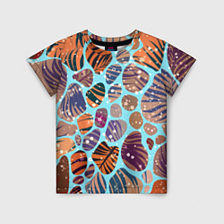 Детская футболка Разноцветные камушки, цветной песок, пальмовые лис