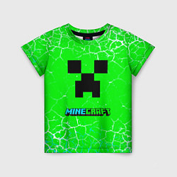 Детская футболка Minecraft зеленый фон
