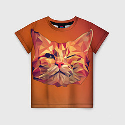 Детская футболка Полигональный кот подмигивает