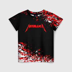 Детская футболка Metallica текстура белая красная