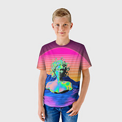 Футболка детская Gorgon Medusa Vaporwave Neon Mountains, цвет: 3D-принт — фото 2