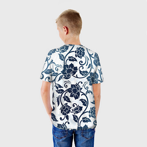 Детская футболка Гжелевые цветы / 3D-принт – фото 4