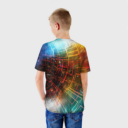 Детская футболка Portal - Neon Space - туннель из энергетических па / 3D-принт – фото 4