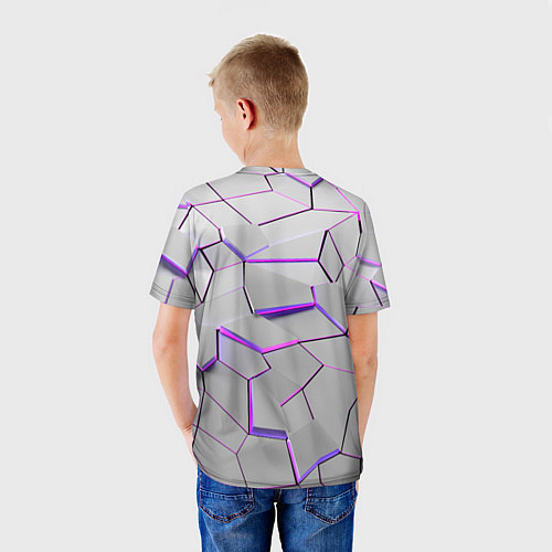Детская футболка 3д плиты - белый неон / 3D-принт – фото 4