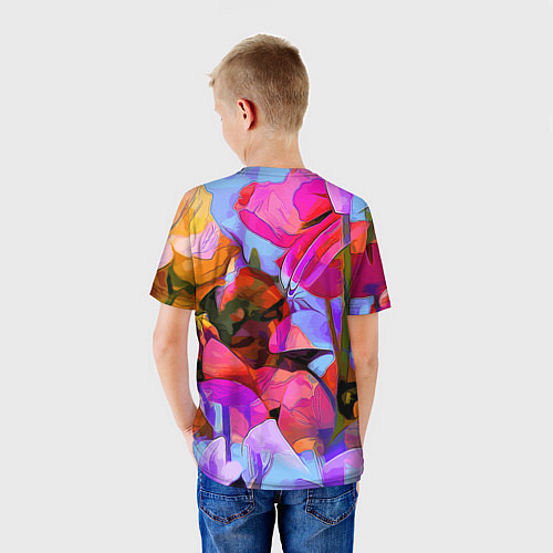 Детская футболка Красочный летний цветочный паттерн Summer color pa / 3D-принт – фото 4