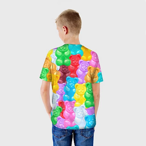 Детская футболка Мармеладные мишки разноцветные / 3D-принт – фото 4