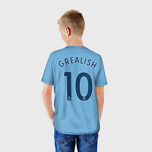 Детская футболка Грилиш Manchester City Манчестер Сити домашняя фор / 3D-принт – фото 4
