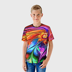 Футболка детская Красочный абстрактный цветочный паттерн Color abst, цвет: 3D-принт — фото 2