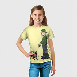 Футболка детская Девочка и собака-улыбака, цвет: 3D-принт — фото 2